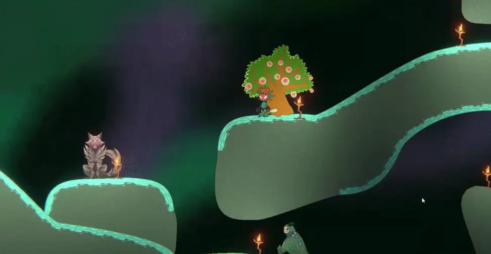 Player running down a hill in Kappi.